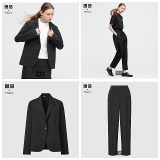 ユニクロ(UNIQLO)のユニクロ×セオリー 感動ジャケット 感動タックイージーパンツ セットアップ 黒(スーツ)