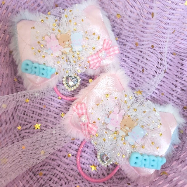 コメント制♡handmade♡キルティングサテン×ファーツイン♡コラボパーツ