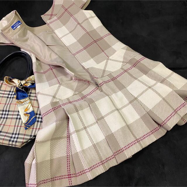 しっかり BURBERRY BLUE LABEL - 美品肉厚ウールツイードプリーツ