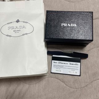 プラダ(PRADA)のバイカラー プラダ 折り財布 サフィアーノ コンパクトウォレット グレー ピンク(財布)