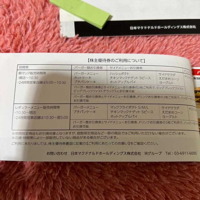 マクドナルド 株主優待券 1冊6シート分×2＝2冊12シート | www