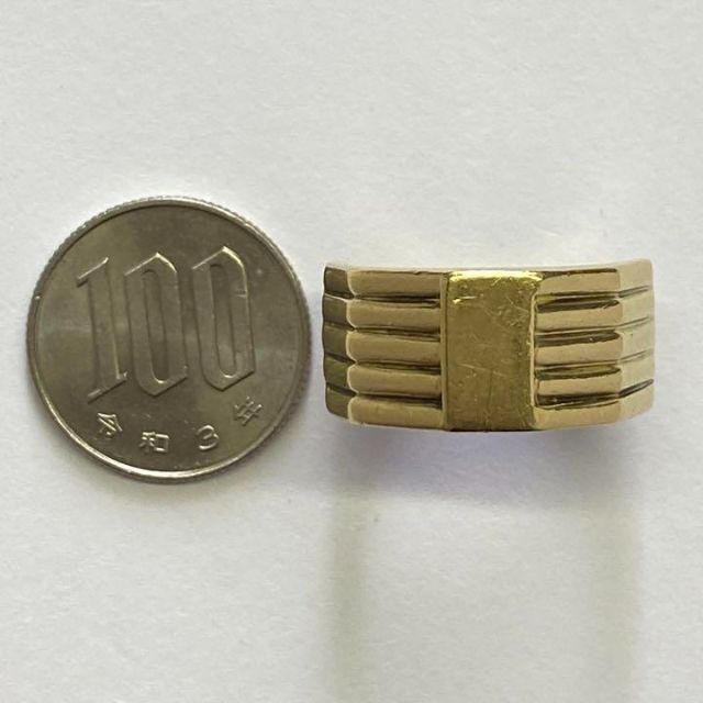 K18イエローゴールド　メンズリング　サイズ22号　幅広　ボリューム　男性　指輪 4
