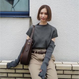 10%クーポン randeboo Charm cut cable knit ホワイト ニット/セーター