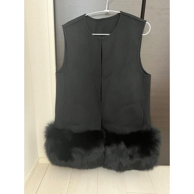 直営店及び正規販売店 u big 石井毛皮 ウール×ボリュームFOXファージレ