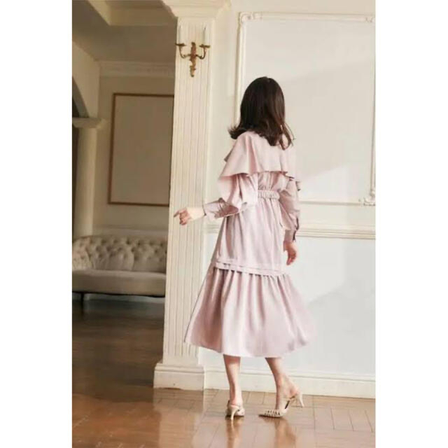 herlipto Belted Ruffle Twill Shirt Dress