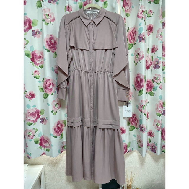 herlipto Belted Ruffle Twill Shirt Dress