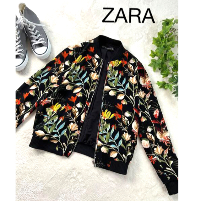 【完売】ZARA ザラ トラファルク ボタニカルブルゾン ジャケットMA-1