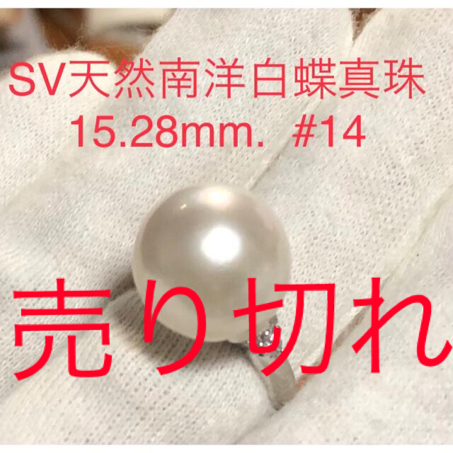 SV天然南洋白蝶真珠リング　15.28mm  #14
