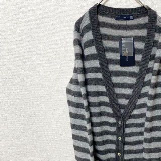 ザラ(ZARA)の【未使用タグ付き】カーディガン　ニット　ザラ　ボーダー　アンゴラ　L(カーディガン)