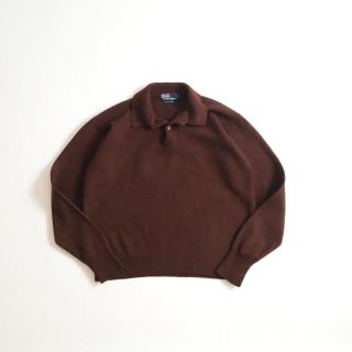 ラルフローレン(Ralph Lauren)のラルフローレン　ウール１００％　ニット　ハーフボタン　ブラウン　美品(ニット/セーター)