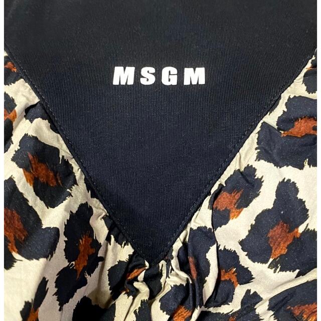 MSGM(エムエスジイエム)のMSGM 定価5万 レパードラッフルフリル楽ちんTシャツワンピース レディースのトップス(Tシャツ(長袖/七分))の商品写真