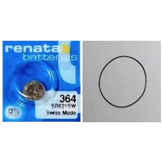 renata酸化銀364ボタン電池１個＋ Oリング0.5mm厚 15mm径 １本(その他)