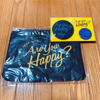 アラシ(嵐)の嵐 Are You Happy? 缶バッジ紫 ポーチ(アイドルグッズ)