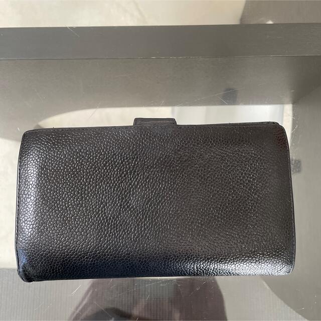 値下げCHANEL キャビアスキン二つ折り長財布 ブラック