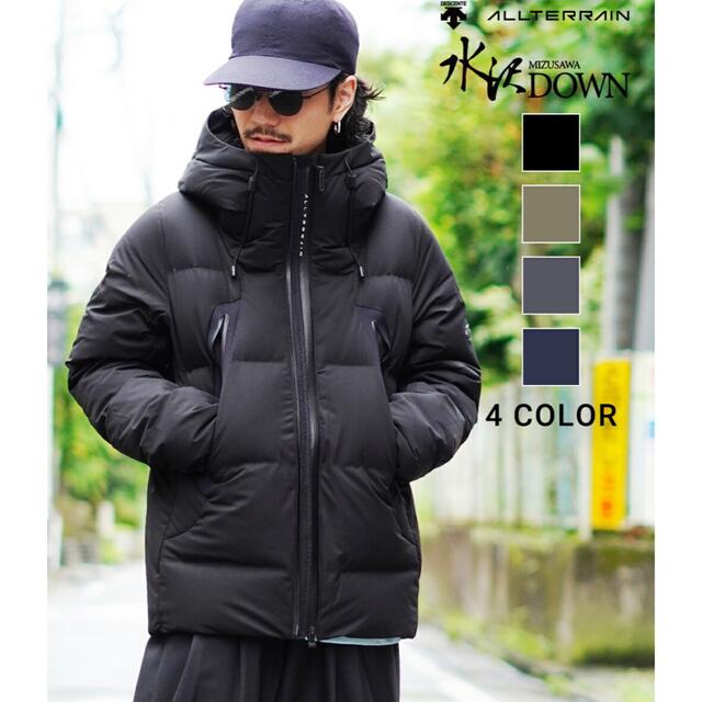 美品★DESCENTE・デサント メンズ フード付き 水沢ダウンジャケット（M）