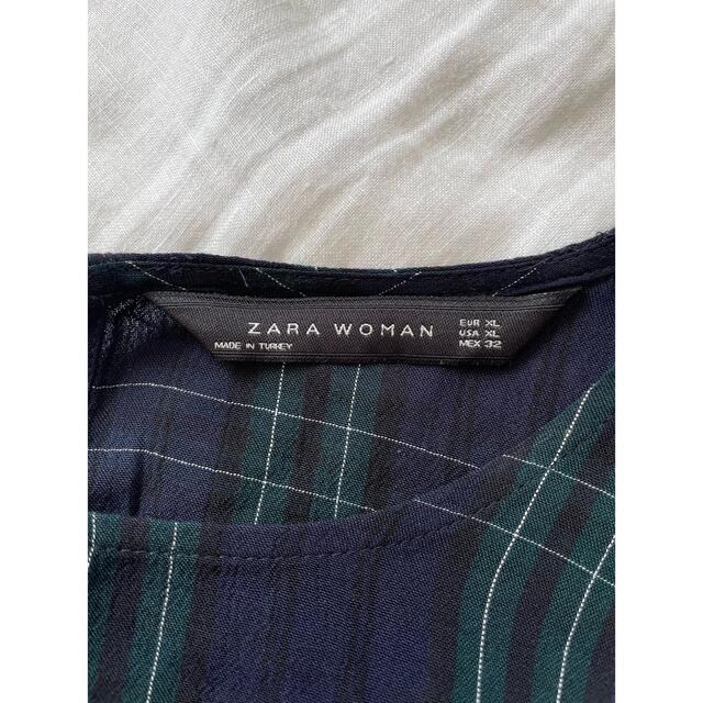 ZARA(ザラ)のZARA チェック柄ブラウス　XL 試着のみ　美品 レディースのトップス(シャツ/ブラウス(長袖/七分))の商品写真