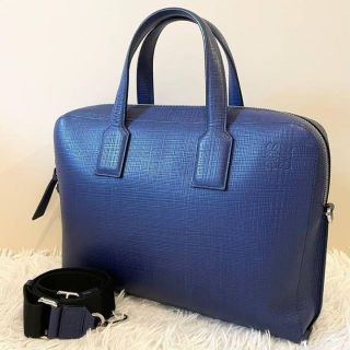 ロエベ(LOEWE)の極美品⭐️ロエベ ゴヤ シン リネン アナグラム 2way ビジネスバッグ 青(ビジネスバッグ)