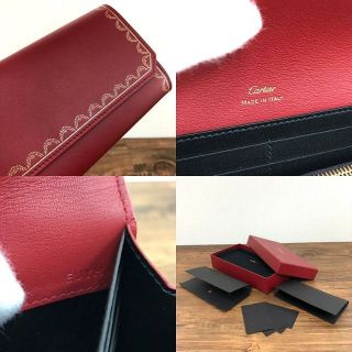 未使用品 Cartier 長財布 ガーランド レッド 30