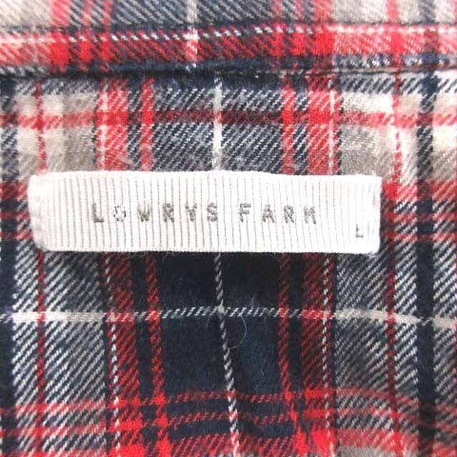 LOWRYS FARM(ローリーズファーム)のローリーズファーム ネルシャツ 長袖 チェック L 赤 レッド 紺 ■MO レディースのトップス(シャツ/ブラウス(長袖/七分))の商品写真