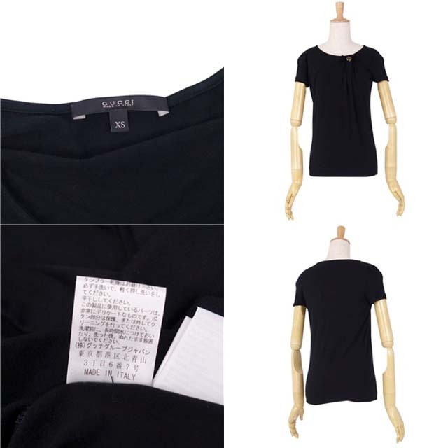 Gucci(グッチ)のグッチ Tシャツ カットソー リボン レーヨンジャージー XS ブラック レディースのトップス(Tシャツ(半袖/袖なし))の商品写真