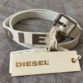 【新品】ディーゼル DIESEL　ベルト　ホワイト　100　タグ付きダメージ加工