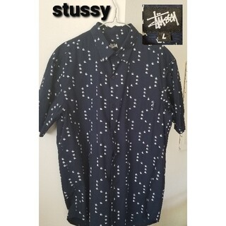 ステューシー(STUSSY)の【黒タグ・美品】stussy　ボタンシャツ　シャツ　クラウンロゴ　オールド90s(シャツ)