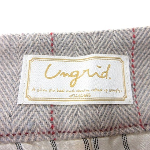 Ungrid(アングリッド)のアングリッド UNGRID タイトスカート ひざ丈 チェック S グレージュ レディースのスカート(ひざ丈スカート)の商品写真
