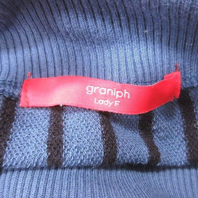 Graniph(グラニフ)のグラニフ ワンピース ひざ丈 タートルネック ストライプ 長袖 F 青 茶 白 レディースのワンピース(ひざ丈ワンピース)の商品写真