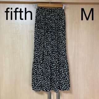 フィフス(fifth)のfifth  レオパード ロングスカート Ｍ　ブラック(ロングスカート)