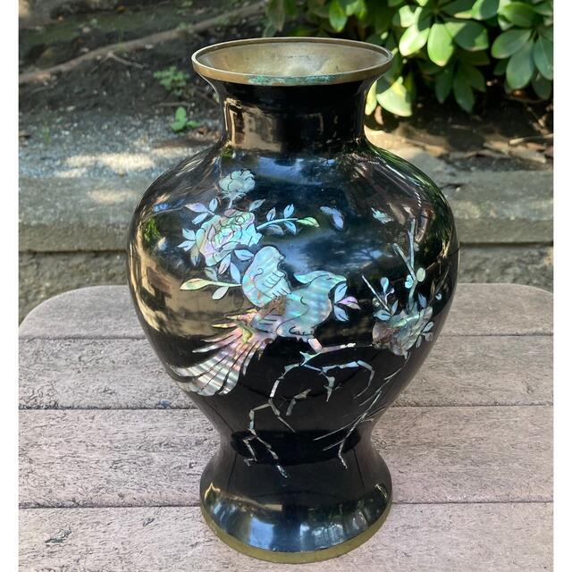 昭和レトロ品 螺鈿細工の花瓶 フラワーベース 送料無料 - 0