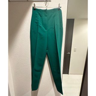 ザラ(ZARA)のZARA ハイウエストパンツ XS グリーン(カジュアルパンツ)