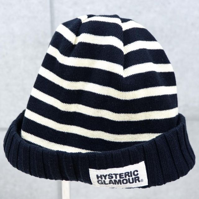 HYSTERIC GLAMOUR(ヒステリックグラマー)のヒステリックグラマー ニット帽 ファックベア リバーシブル ブラック ボーダー レディースの帽子(ニット帽/ビーニー)の商品写真