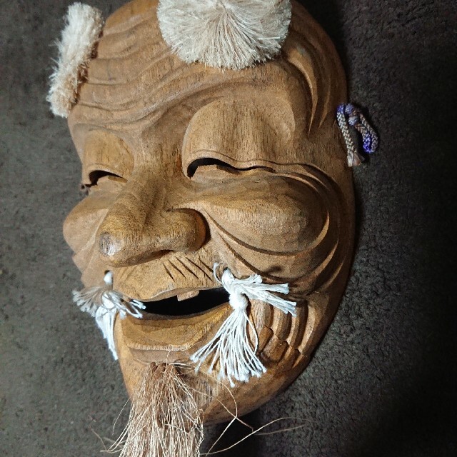 木彫り 能面 翁 木彫り 能面 翁