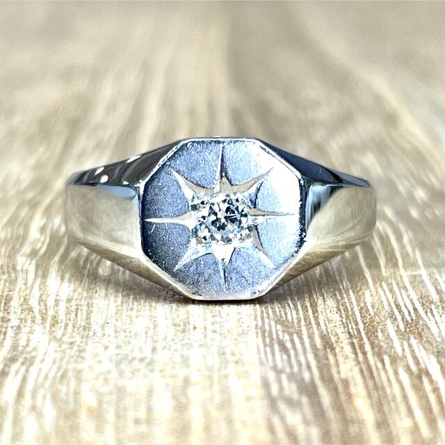 極美品】 美しい輝き！PM ダイヤ 0.12ct 印台 リング 8.30g M918