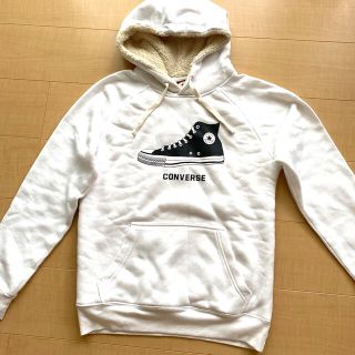 コンバース(CONVERSE)のコンバース　白パーカー　スニーカー柄　ユニセックス美品(パーカー)