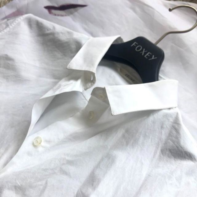 【良品】CELINE バイカラーシャツ トップス ホワイト ブルー 長袖 38