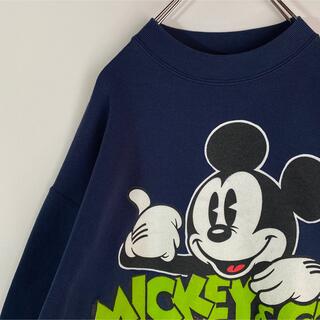 ディズニー(Disney)のミッキーマウス　スウェット ビッグプリント ディズニー 古着 XL ゆるだぼ(スウェット)