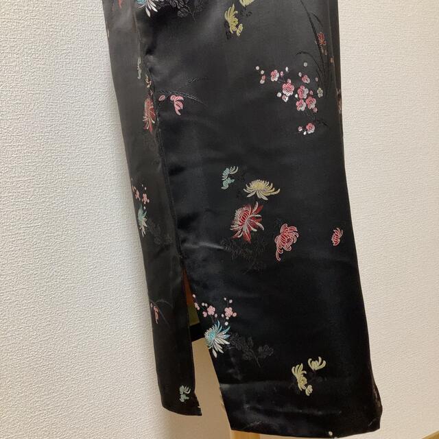 Grimoire(グリモワール)の黒 刺繍 膝丈 チャイナドレス 中華 コスプレ 仮装 ハロウィン レディースのフォーマル/ドレス(ミニドレス)の商品写真