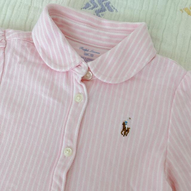 Ralph Lauren(ラルフローレン)の☆美品☆ラルフローレン☆ピンクストライプシャツワンピース☆ キッズ/ベビー/マタニティのキッズ服女の子用(90cm~)(ワンピース)の商品写真