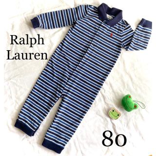 ラルフローレン(Ralph Lauren)のRalph Lauren  カバーオール　ロンパース　ボーダー柄　長袖　　80(カバーオール)