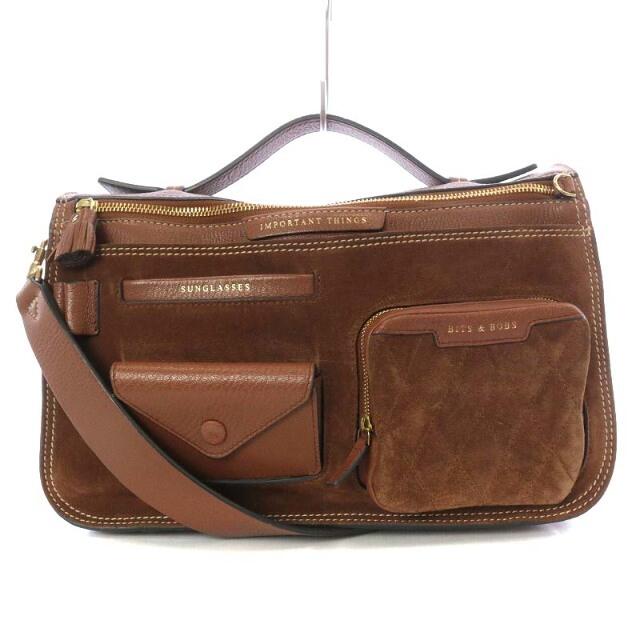 ANYA HINDMARCH - アニヤハインドマーチ Multi Pocket Satchel 茶色の ANYA HINDMARCH - アニヤハインドマーチ Multi Pocket Satchel 茶色の