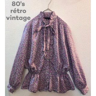 サンタモニカ(Santa Monica)の80's レトロ 小花柄 フリル ブラウス ピンク(シャツ/ブラウス(長袖/七分))