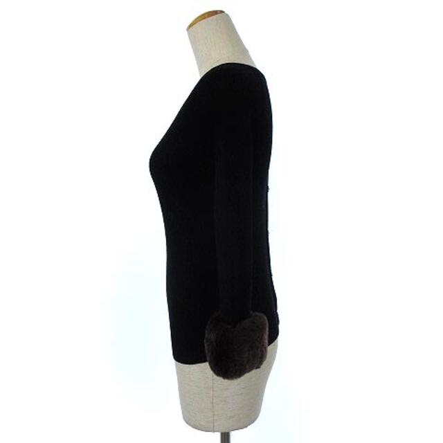 JUSGLITTY(ジャスグリッティー)のジャスグリッティー 17AW 袖ファー ニット リブ セーター 七分袖 黒 2 レディースのトップス(ニット/セーター)の商品写真