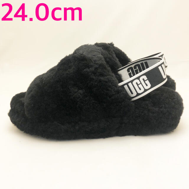 代引き・同梱不可 新品 UGG アグ サンダル FLUFF SLIDE ブラック 24.0