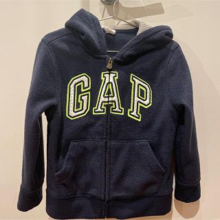 ベビーギャップ(babyGAP)のused☆babygap☆フリースパーカー　ネイビー　ロゴあり　110cm(ジャケット/上着)