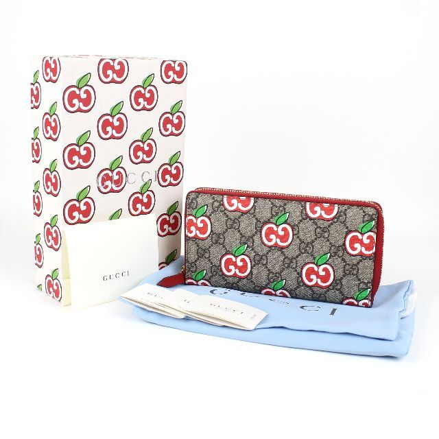 GUCCI グッチ GGスプリーム アップル柄 長財布 ほぼ未使用-