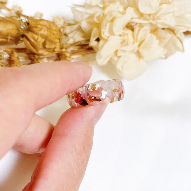 レジンリング　指輪　リング　スターチス　ピンク　大人可愛い　13号 ハンドメイドのアクセサリー(リング)の商品写真