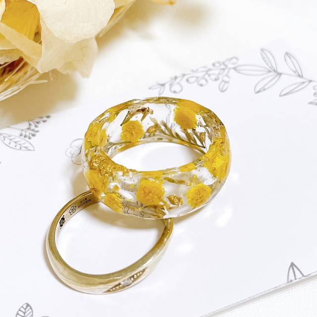レジンリング　指輪　リング　ブロッサム　パープル　大人可愛い　13号 ハンドメイドのアクセサリー(リング)の商品写真