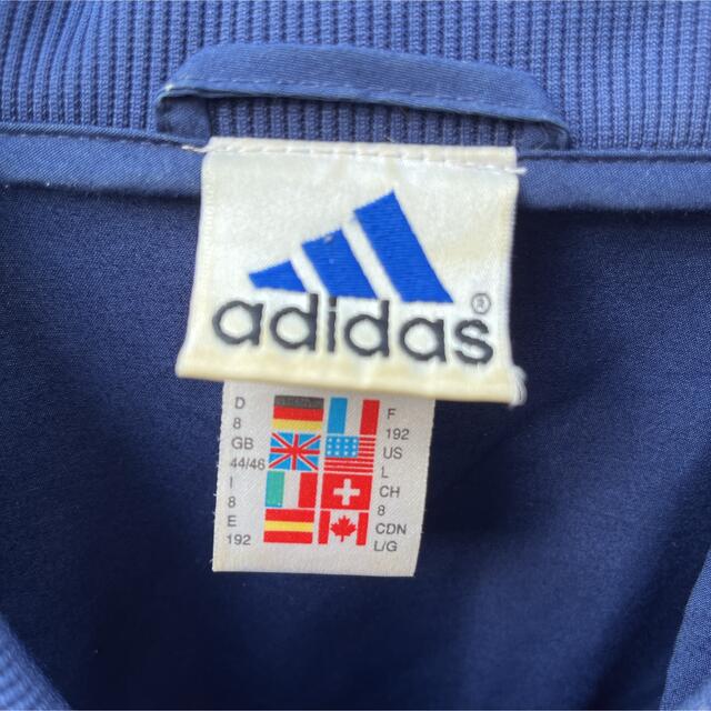 【フランス購入】80s adidas  ナイロンジャケット　ネイビー　太アーム