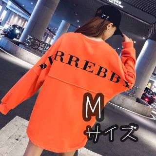 ビッグシルエット ロンT オレンジ レディース 韓国  秋 オーバーサイズ ロゴ(Tシャツ(長袖/七分))